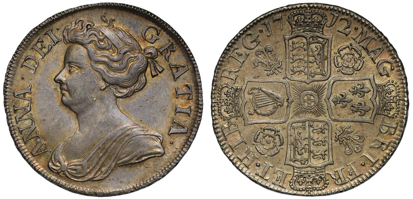 Anne 1712 Halfcrown, roses and plumes reverse