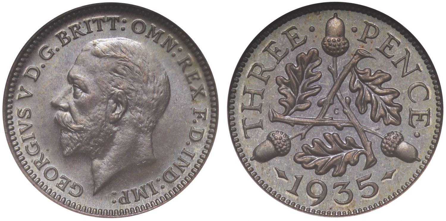 George V 1935 VIP Proof Threepence PF66