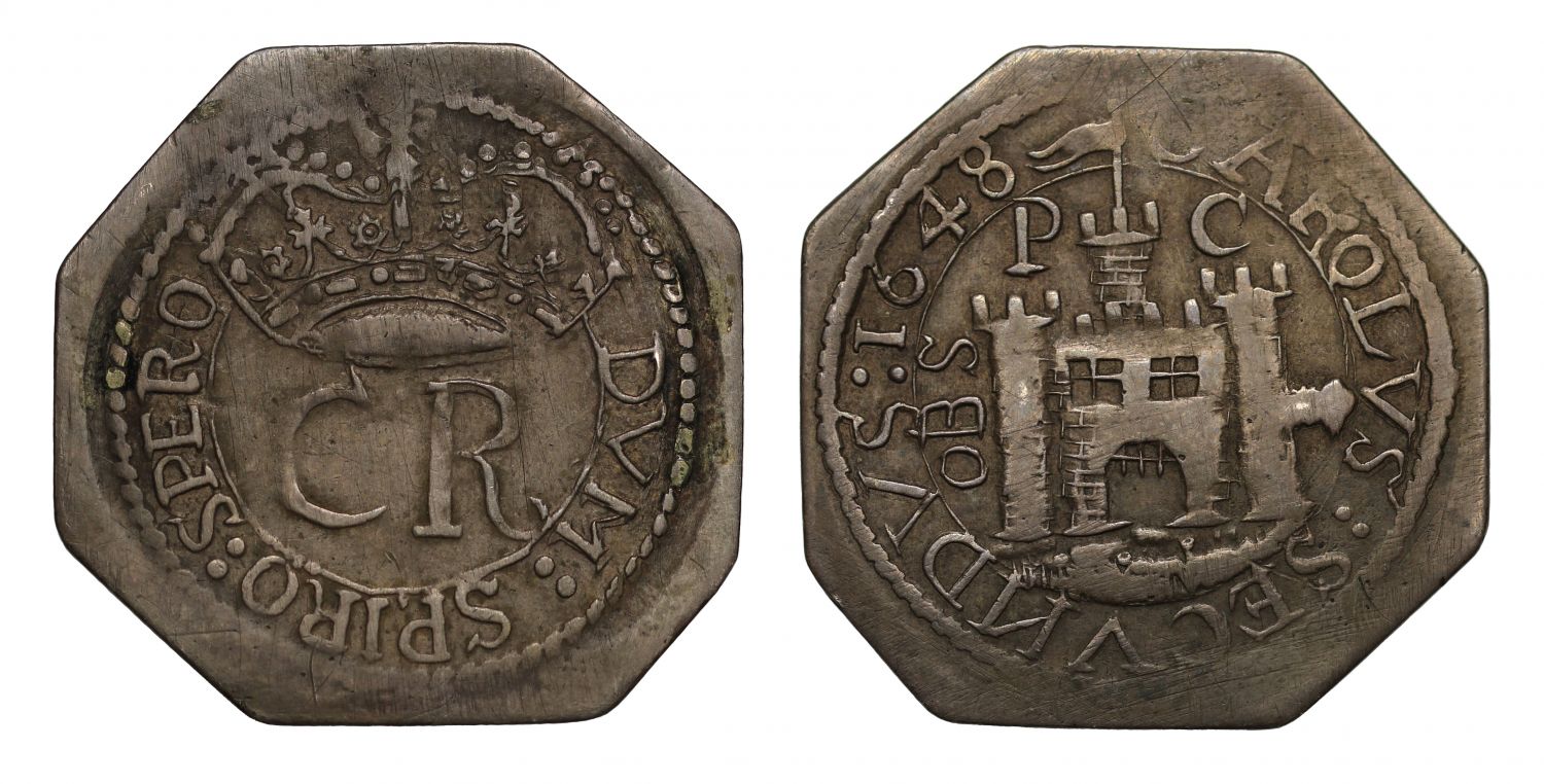 Charles I 1648 Pontefract Shilling, posthumous issue in name of Charles II