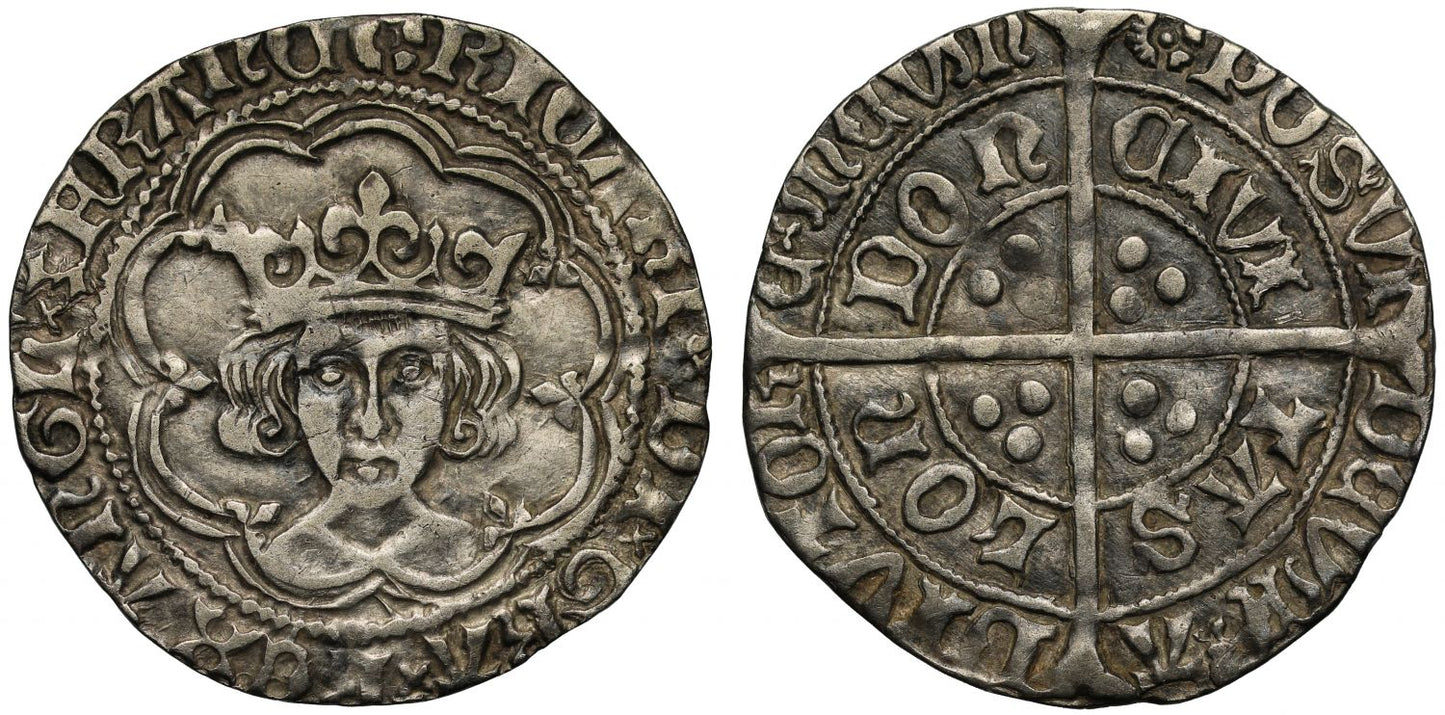 Richard III Groat, initial mark sun and rose 1