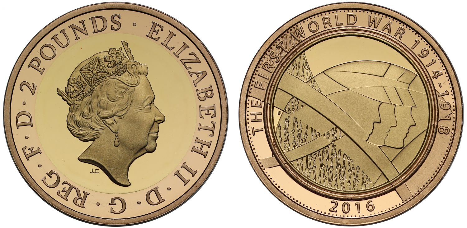 Elizabeth II 2016 proof £2 Army WWI Commemorative