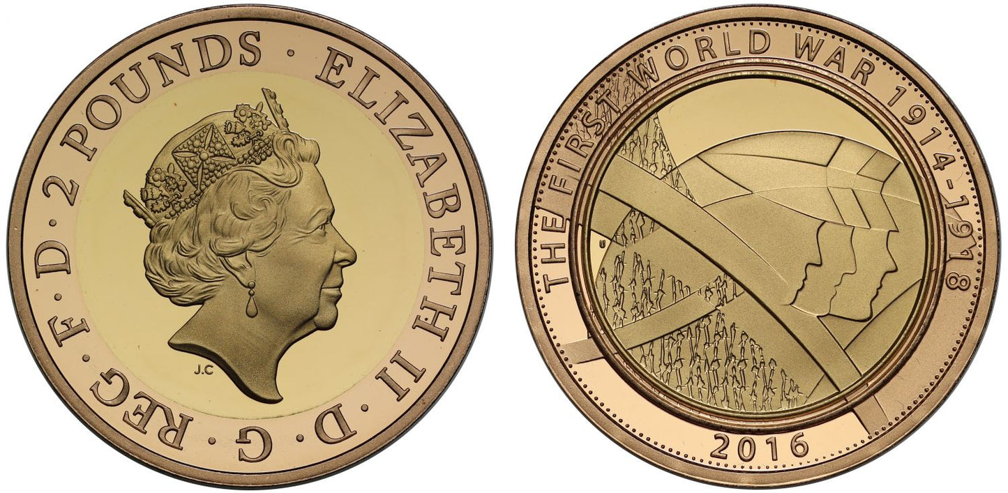 Elizabeth II 2016 proof £2 Army WWI Commemorative