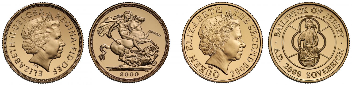 Elizabeth II 2000 2-coin Sovereign proof Set – First Jersey Sovereign