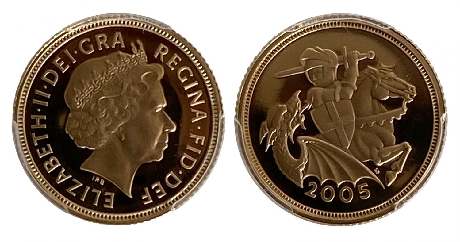 Elizabeth II 2005 proof Sovereign PR70 DCAM