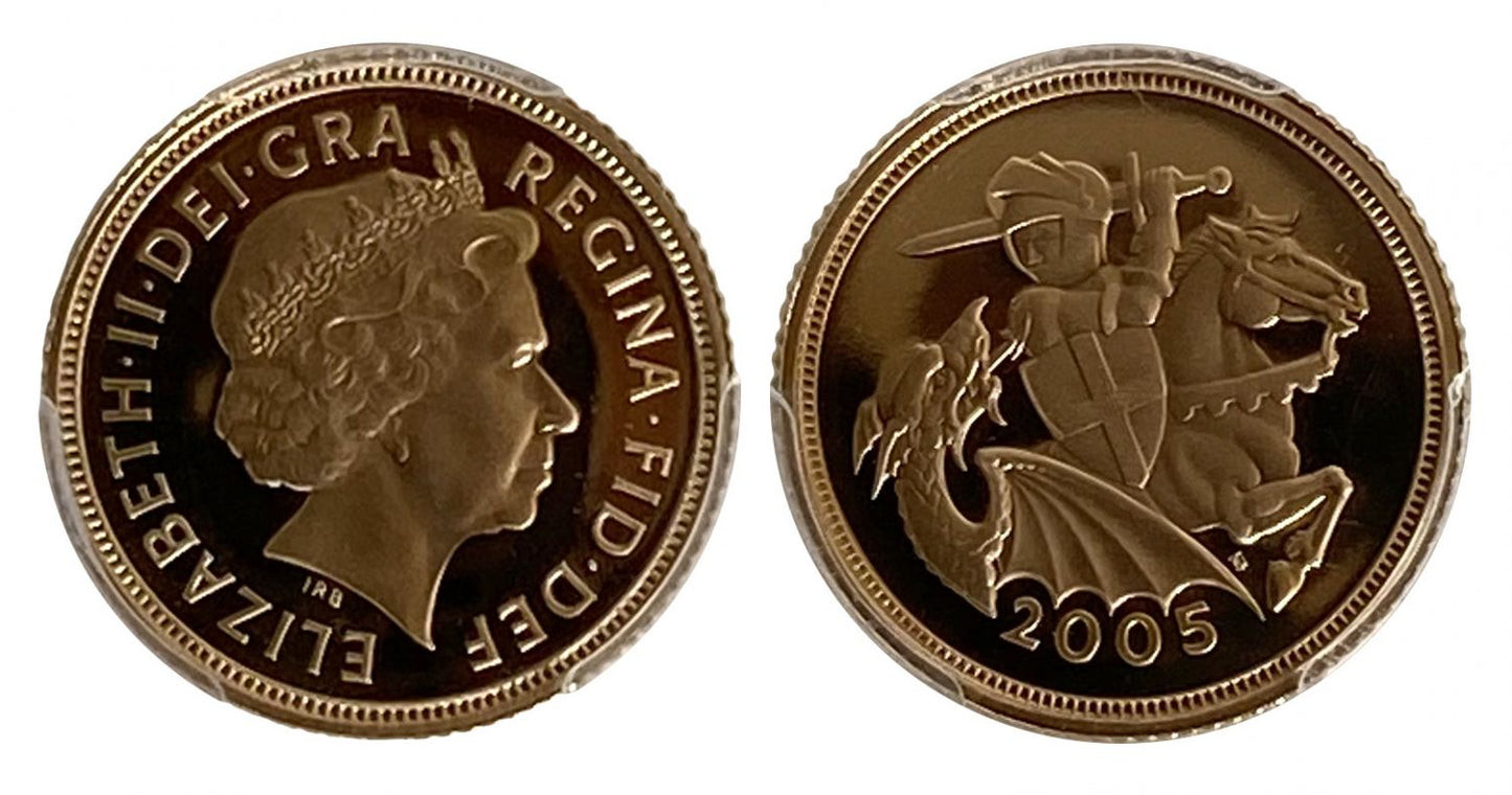 Elizabeth II 2005 proof Sovereign PR70 DCAM