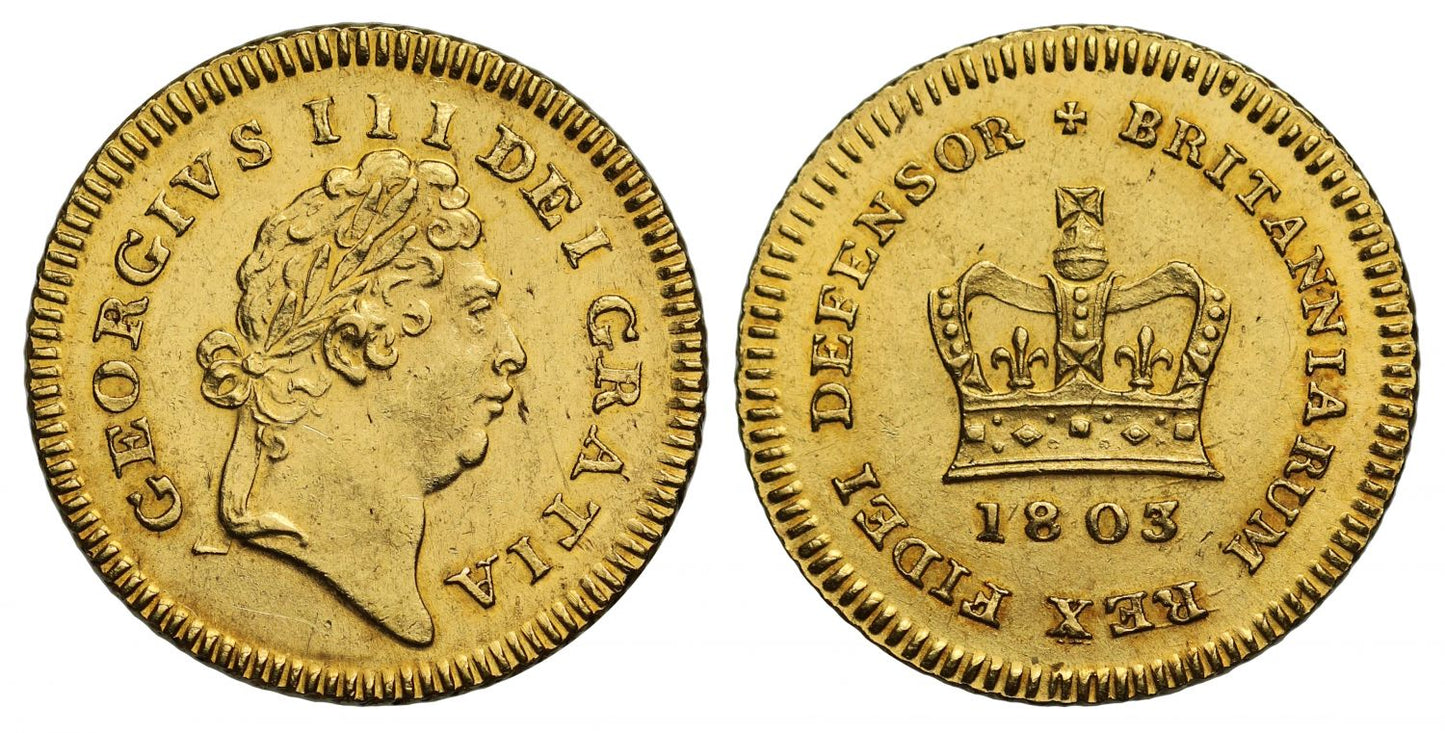 George III 1803 Third-Guinea of Seven Shillings, last year of second type
