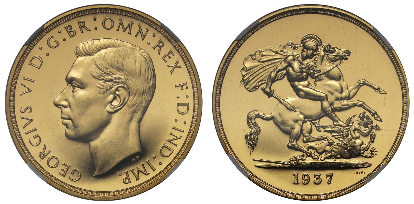 George VI 1937 proof Five-Pounds Coronation issue PF61
