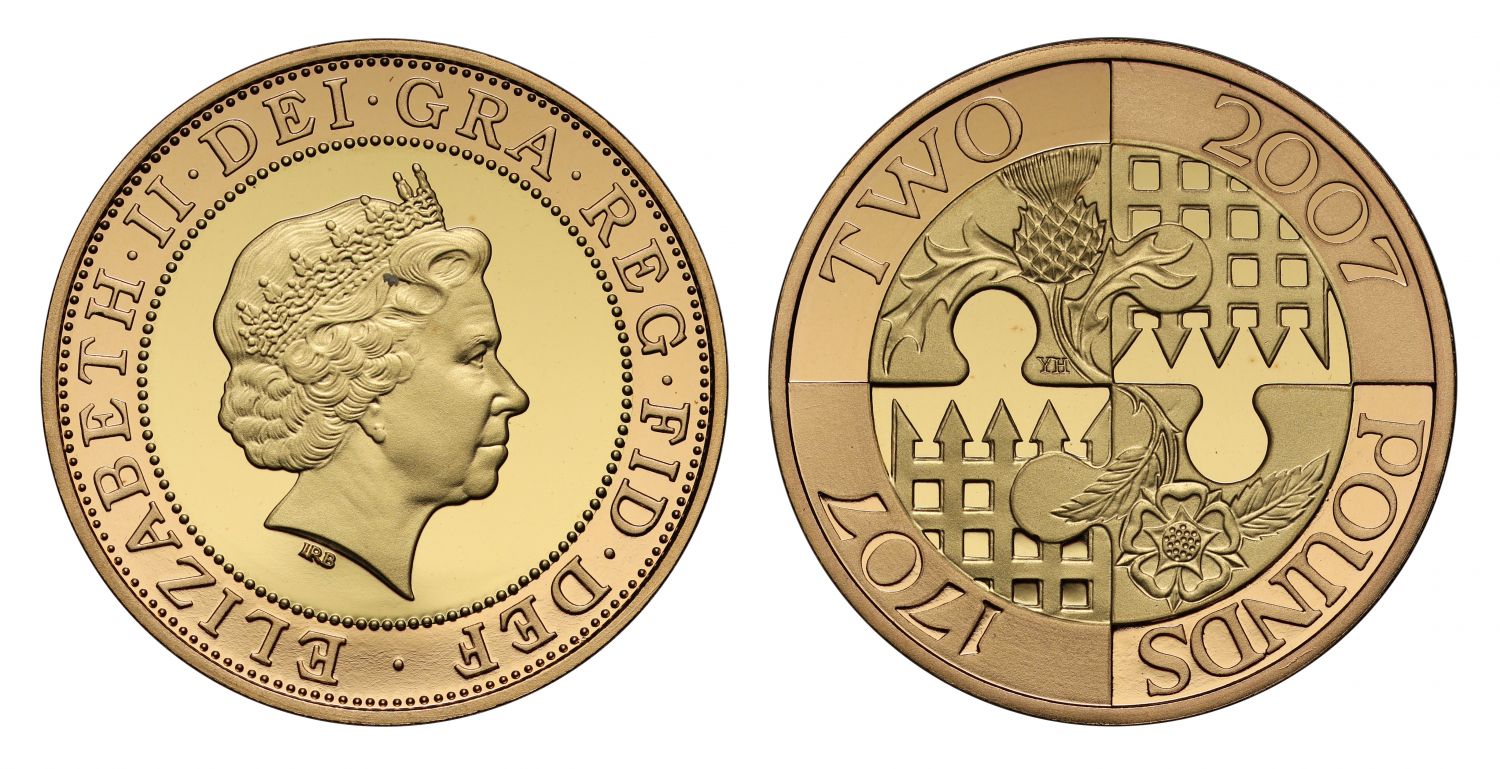 Elizabeth II 2007 proof Two-Pounds Act of Union