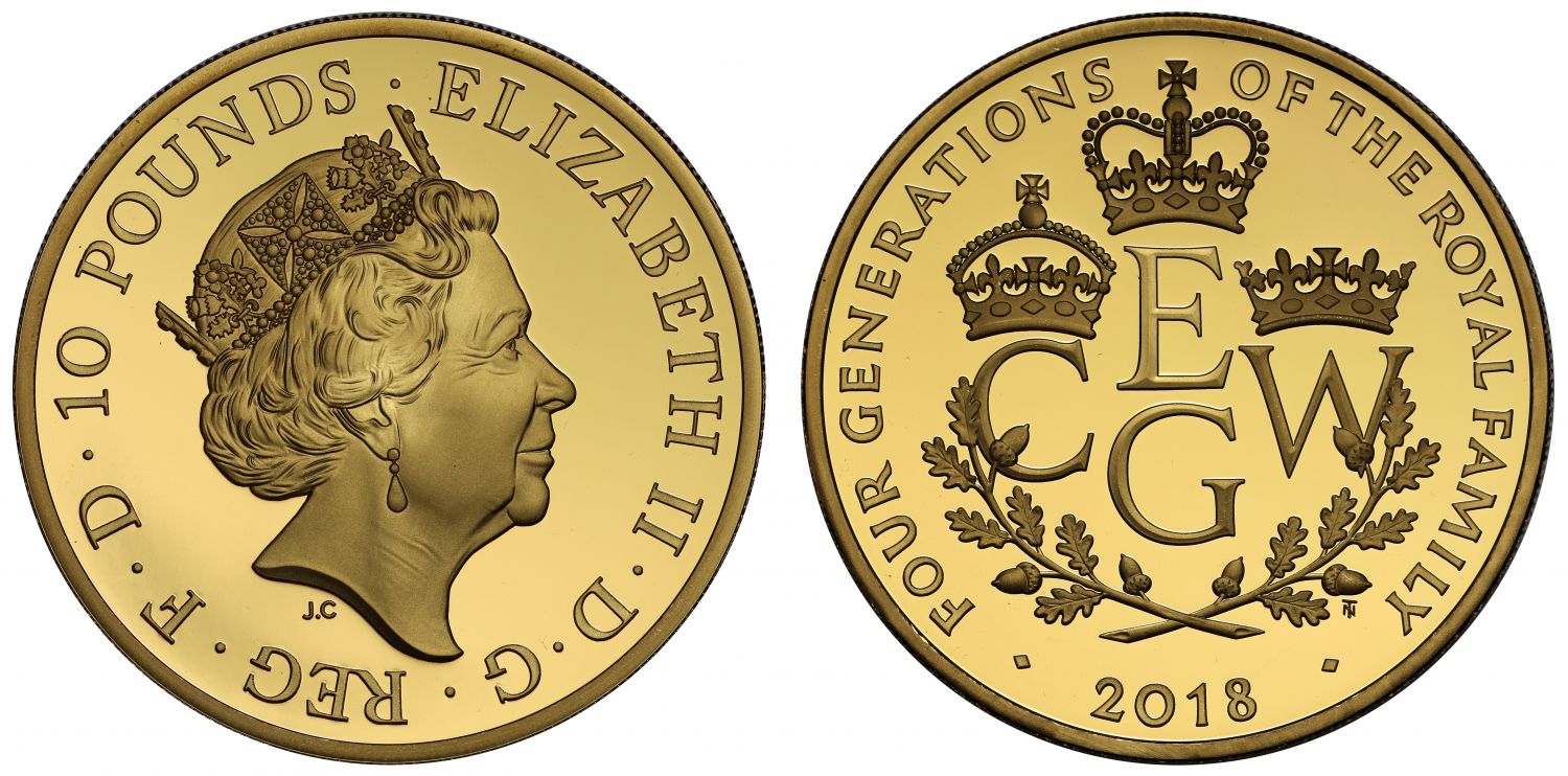 Elizabeth II 2018 PF69 UCAM gold 5oz - Four generations of the Royal Family