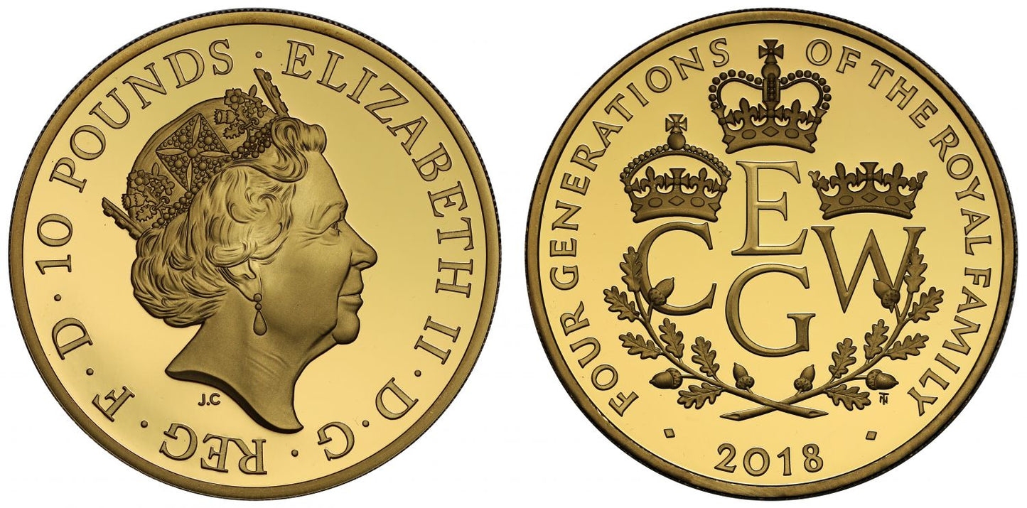 Elizabeth II 2018 PF69 UCAM gold 5oz - Four generations of the Royal Family