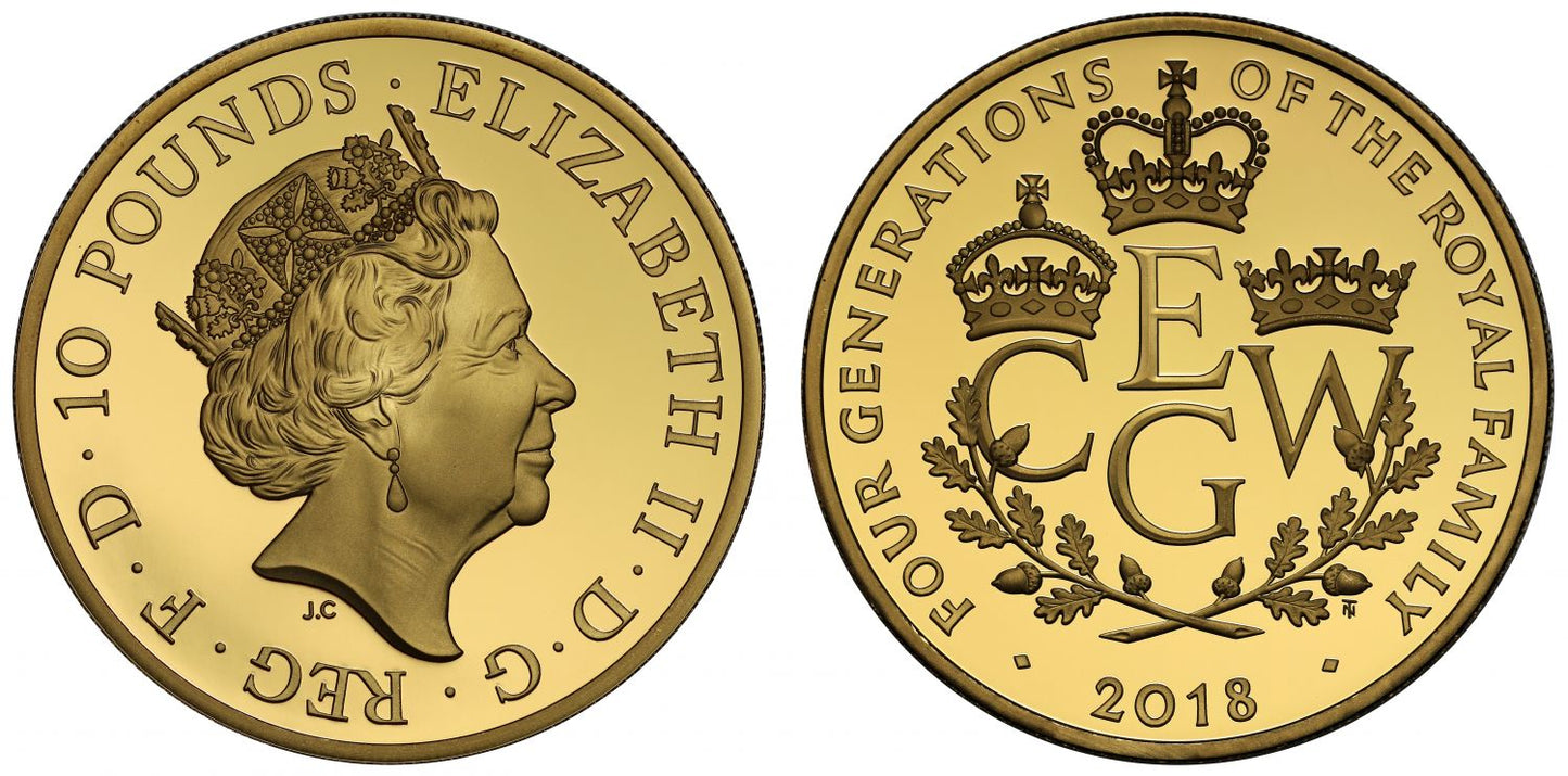 Elizabeth II 2018 PF70 UCAM gold proof Five Ounces  – Four Generations of the Royal Family