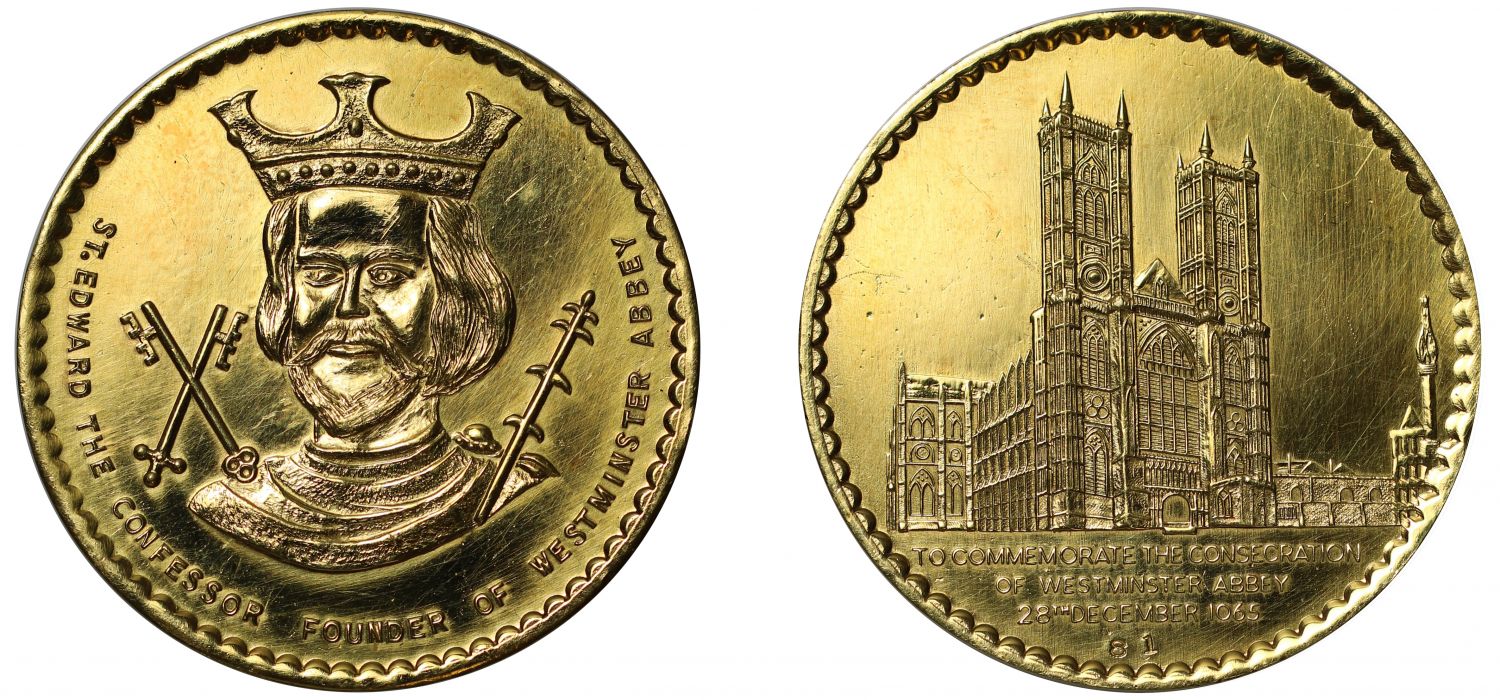 900th Anniversary of the Consecration of Westminster Abbey, 1965, gold Medal by M&CO