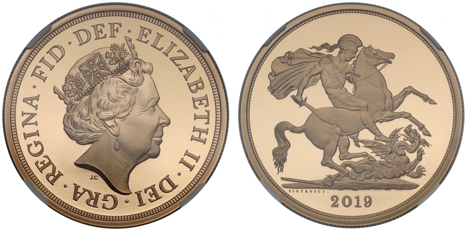 Elizabeth II 2019 proof Five-Pounds PF70 ULTRA CAMEO