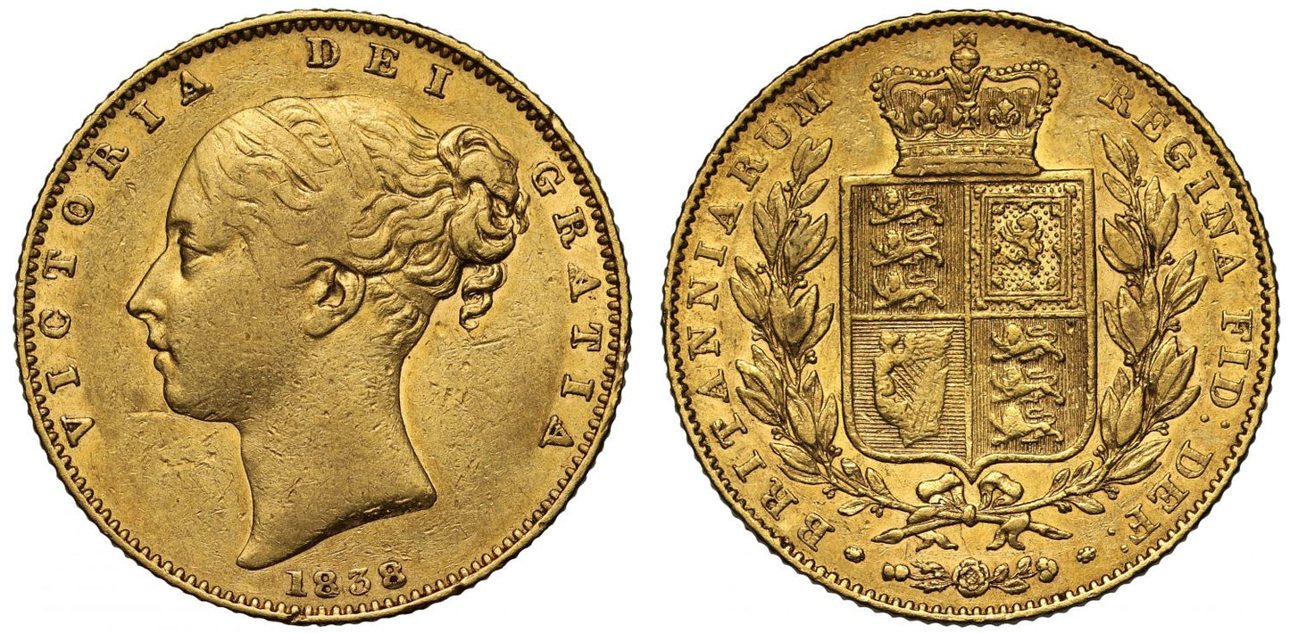Victoria 1838 Sovereign, first year for the Victorian Sovereign