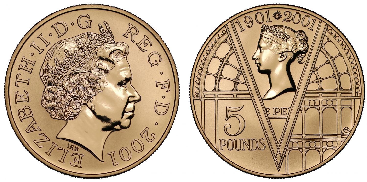 Elizabeth II 2001 proof Five Pounds 