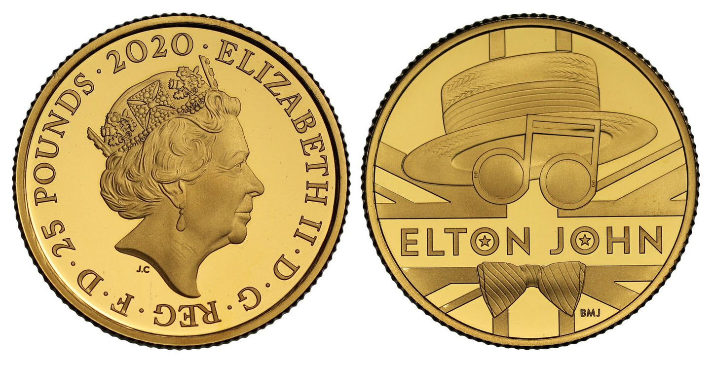 Elizabeth II 2020 gold PF70 UCAM 1/4 Oz Elton John FIRST RELEASES