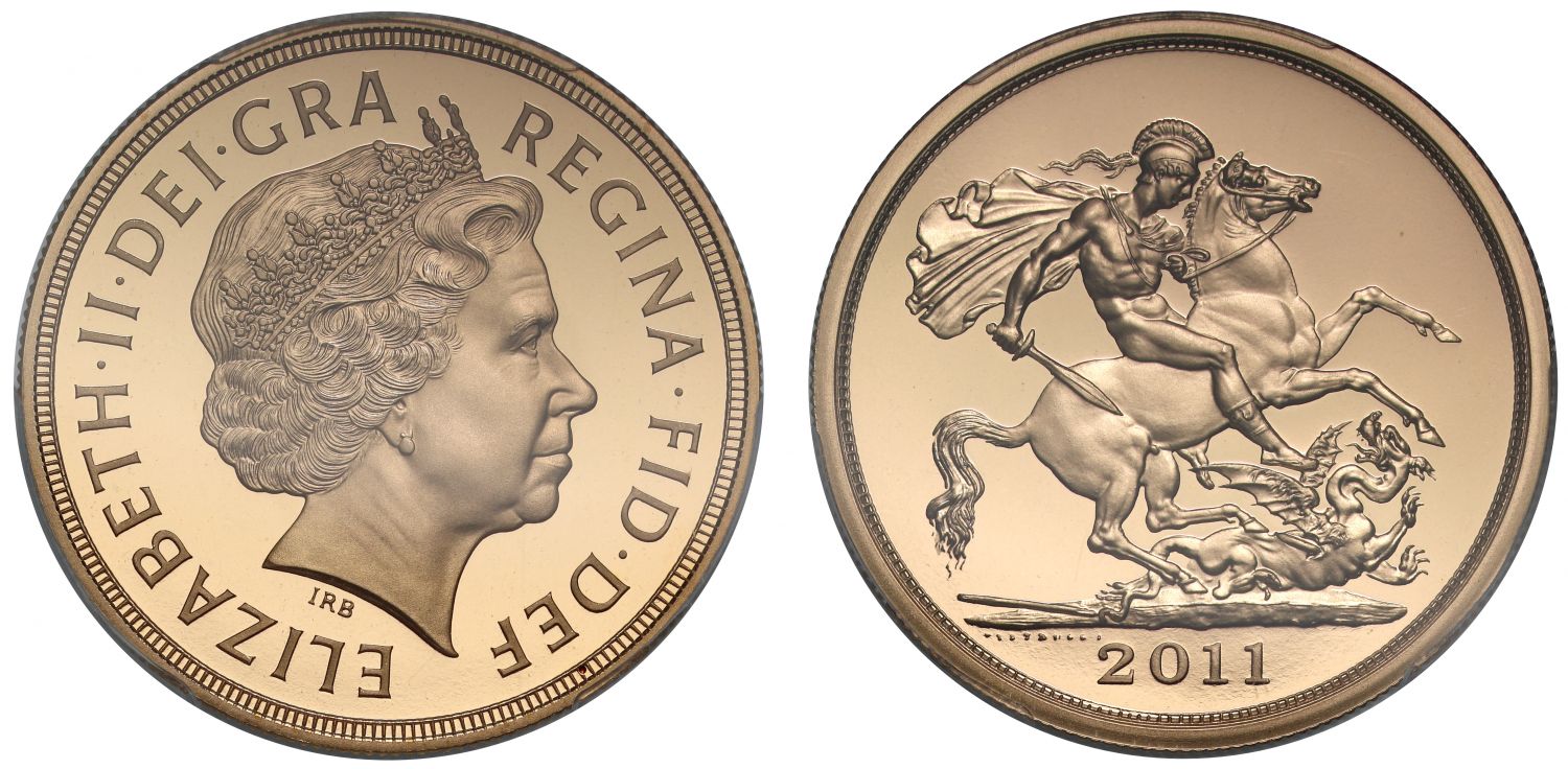 Elizabeth II 2011 proof Five-Pounds PR70 DEEP CAMEO