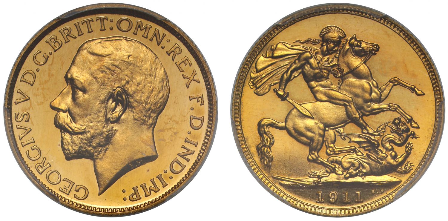 George V 1911 proof Sovereign PR64