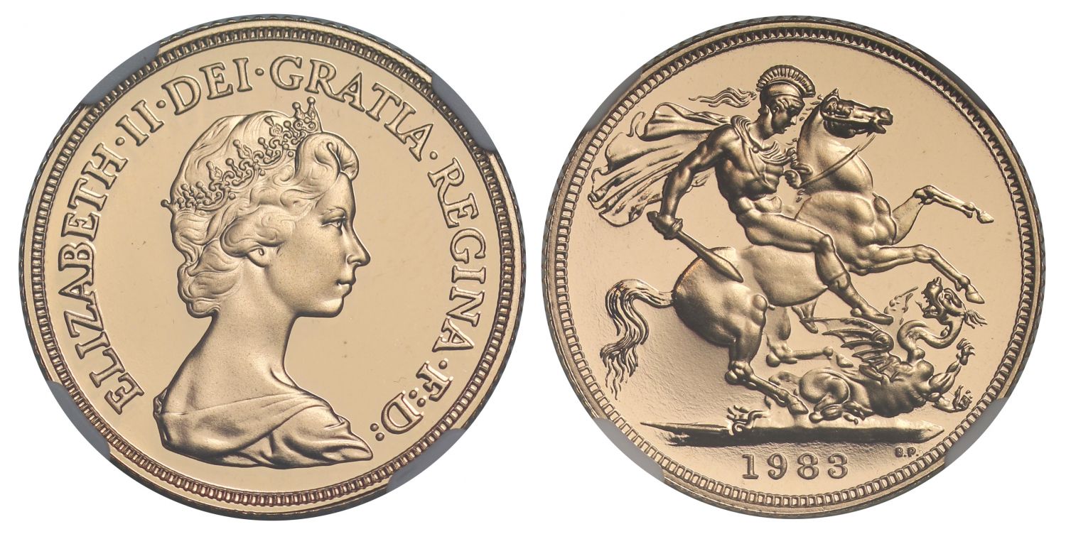 Elizabeth II 1983 proof Sovereign PF69 CAMEO