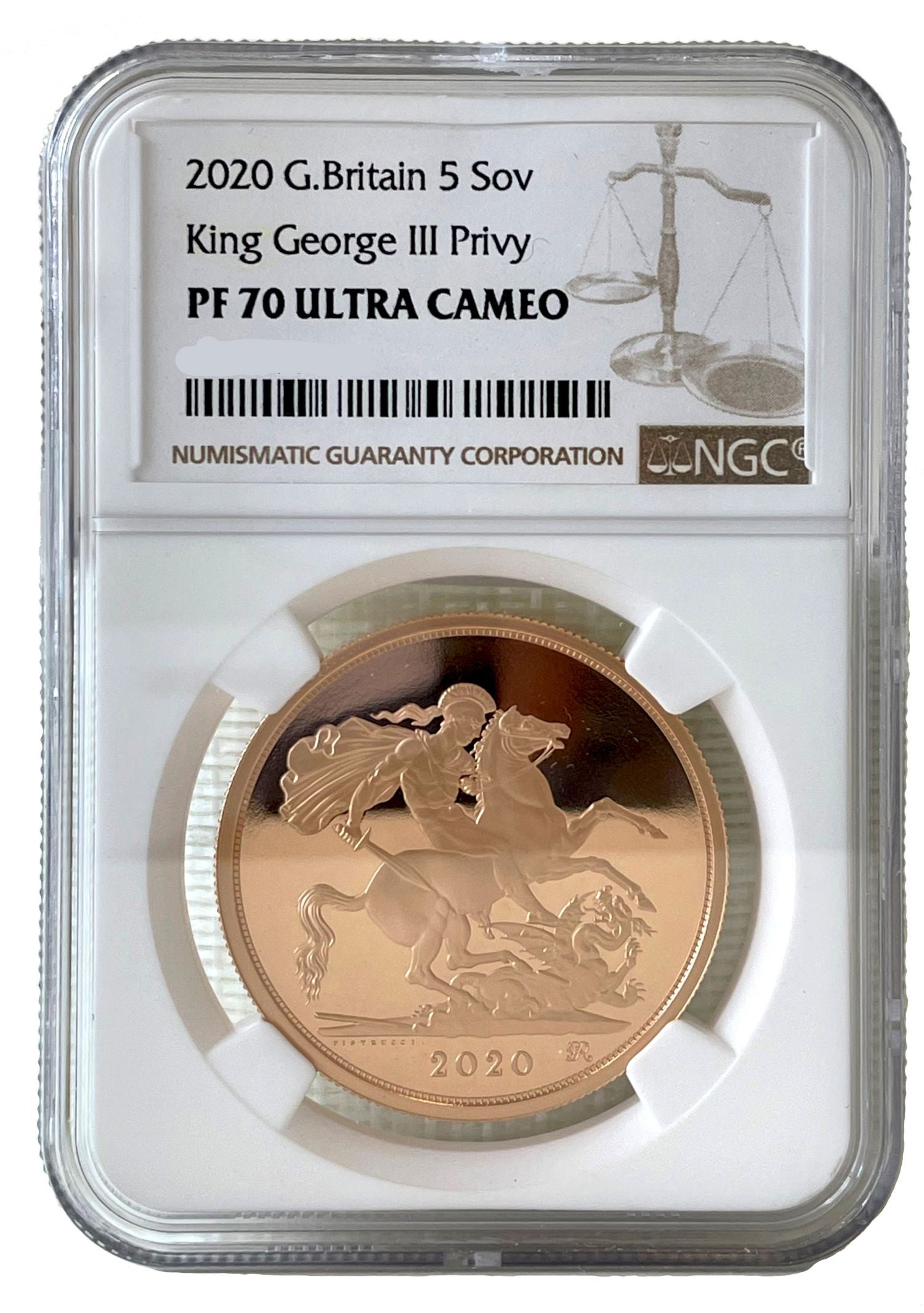 Elizabeth II 2020 proof Five-Pounds PF70 UCAM