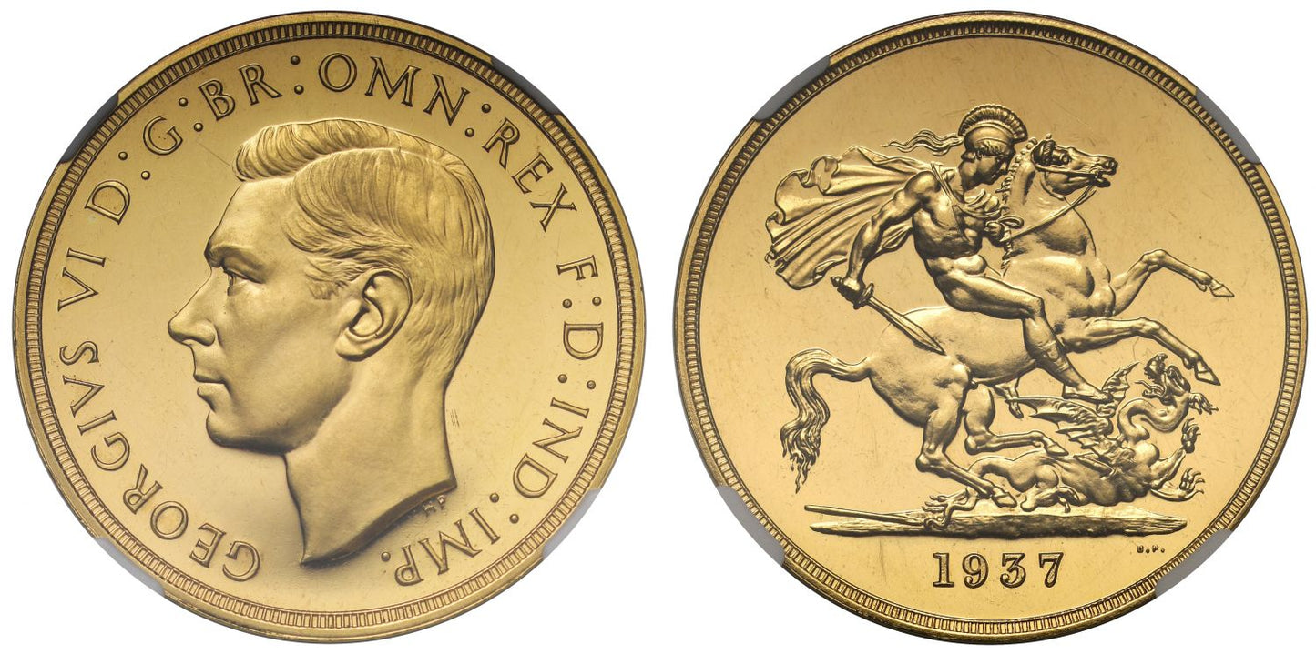 George VI 1937 proof Five-Pounds PF62 CAMEO Coronation issue