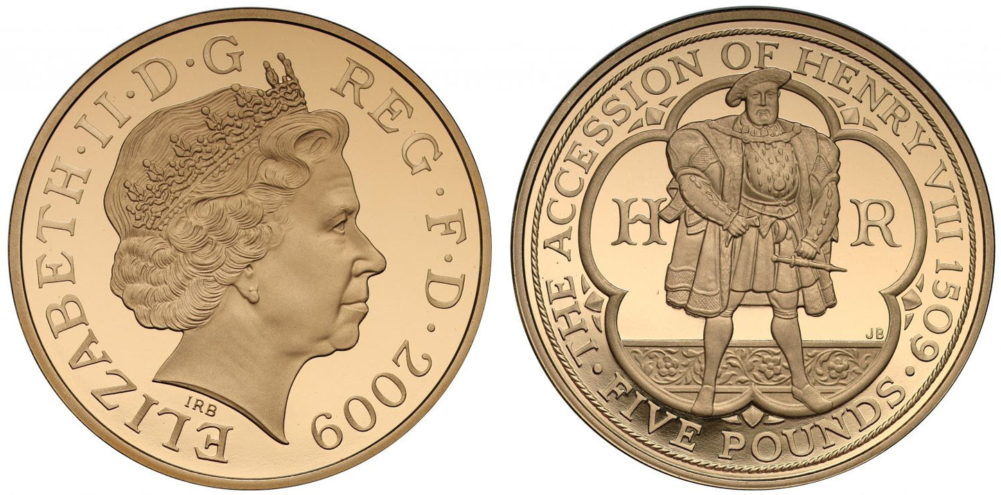 Elizabeth II 2009 PF70 UCAM Five-Pounds Henry VIII