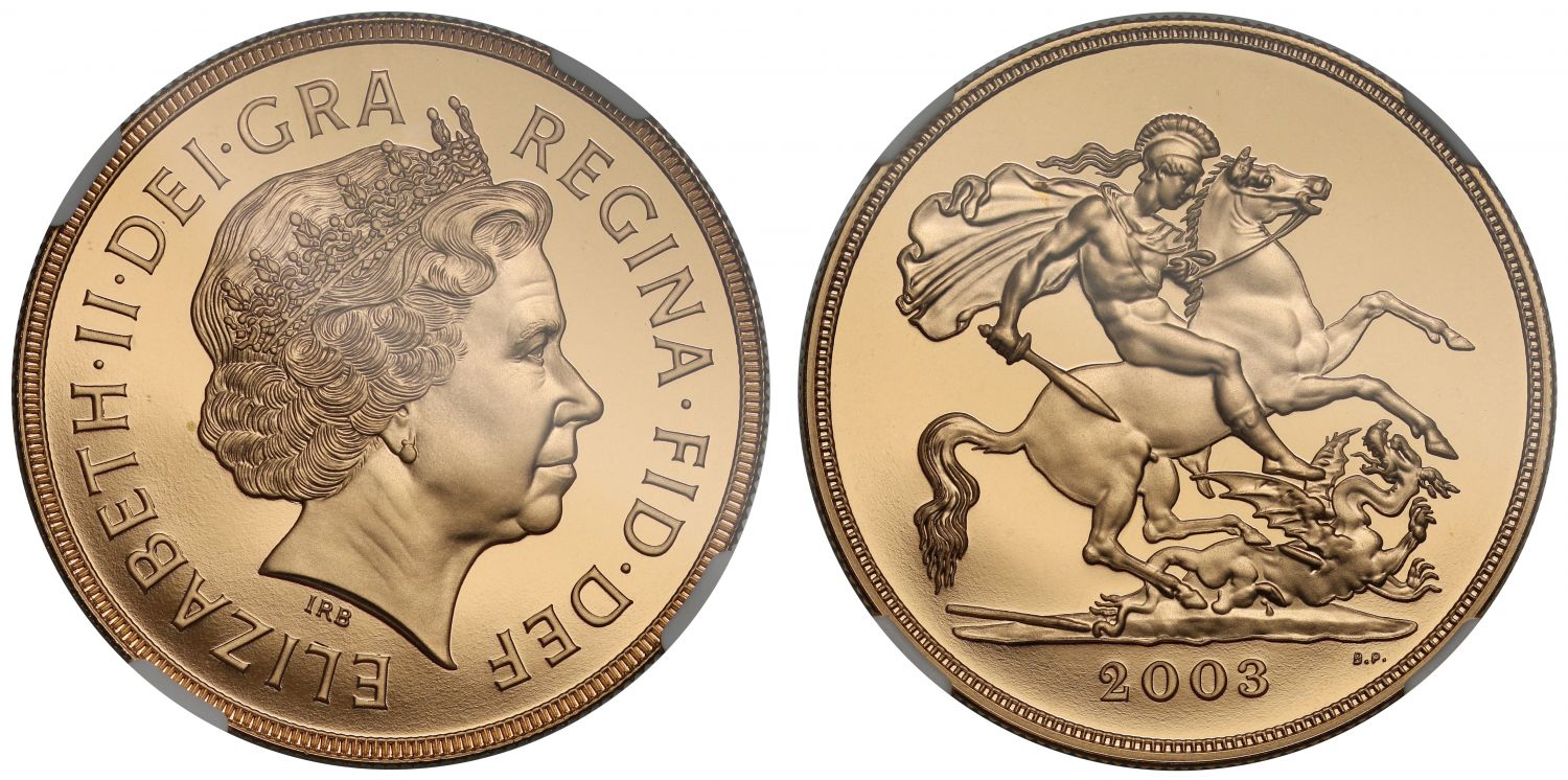 Elizabeth II 2003 proof Five-Pounds PF69 ULTRA CAMEO