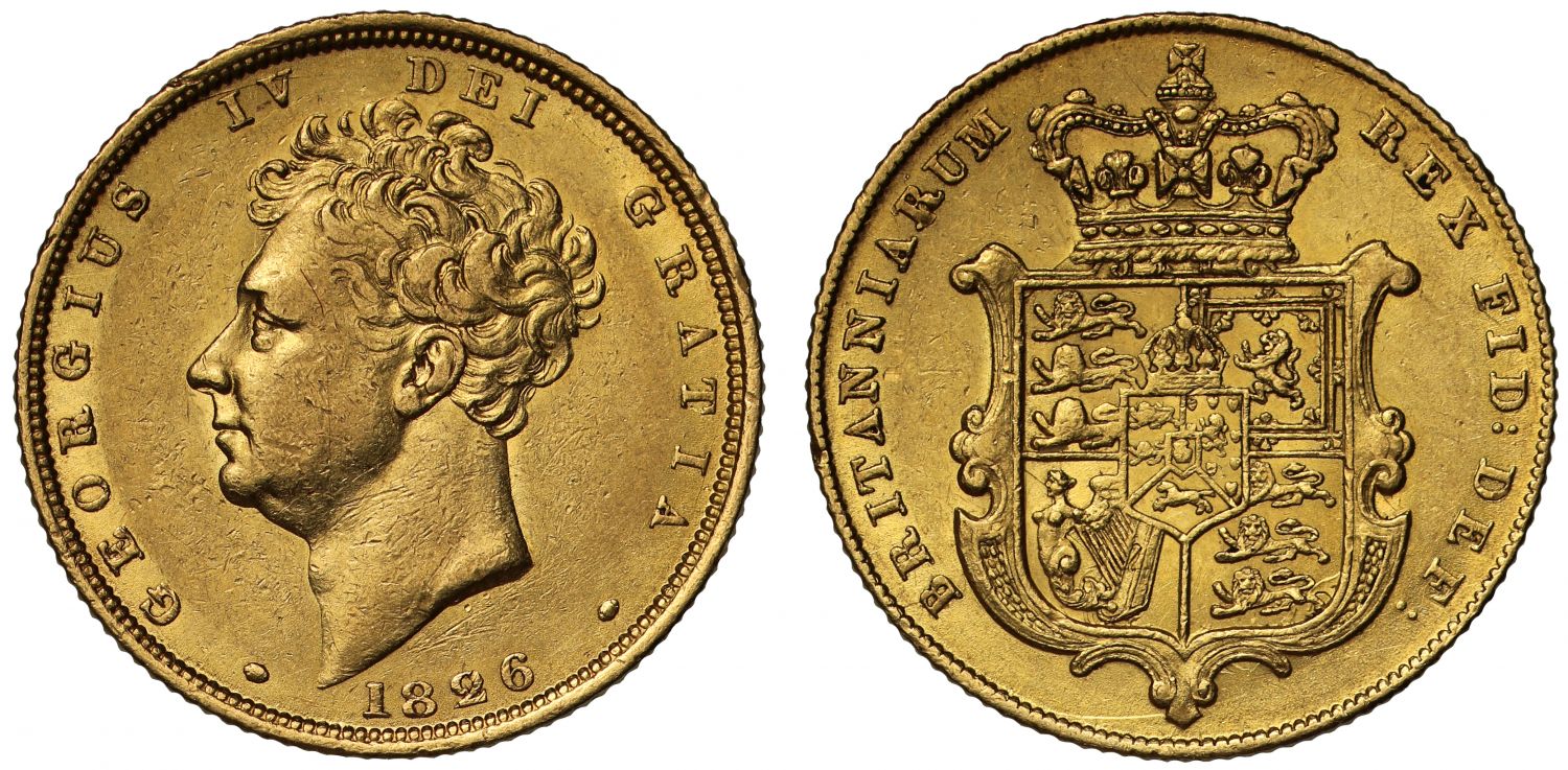 George IV 1826 Sovereign, second bare head