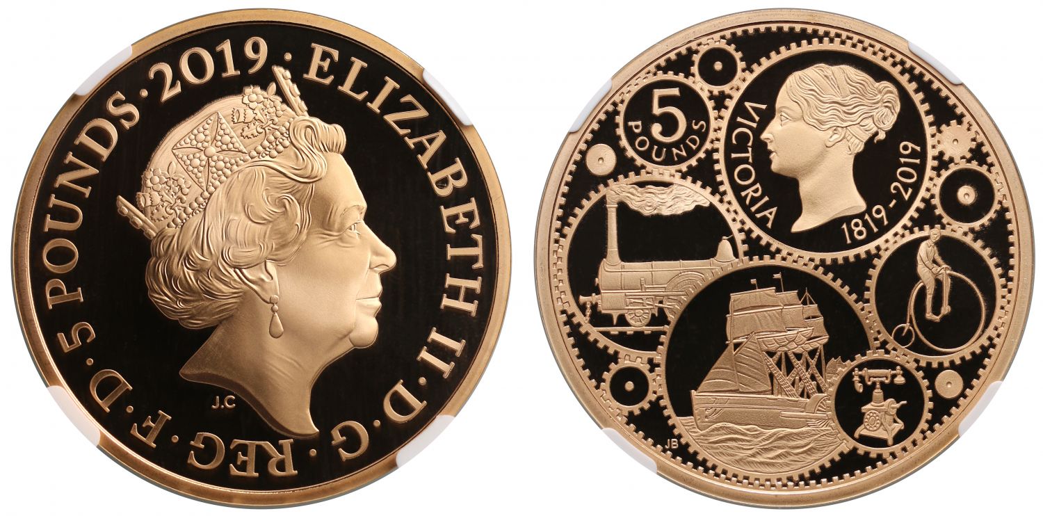 Elizabeth II 2019 PF70 UCAM Five-Pounds Victoria 200th Anniversary