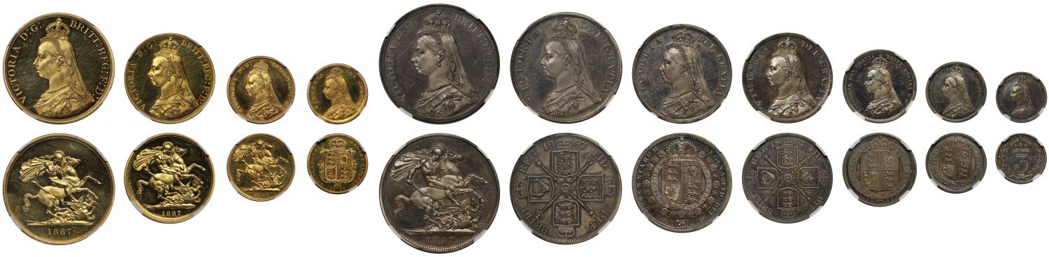 Victoria 1887 11-coin proof Set Golden Jubilee PF60-64