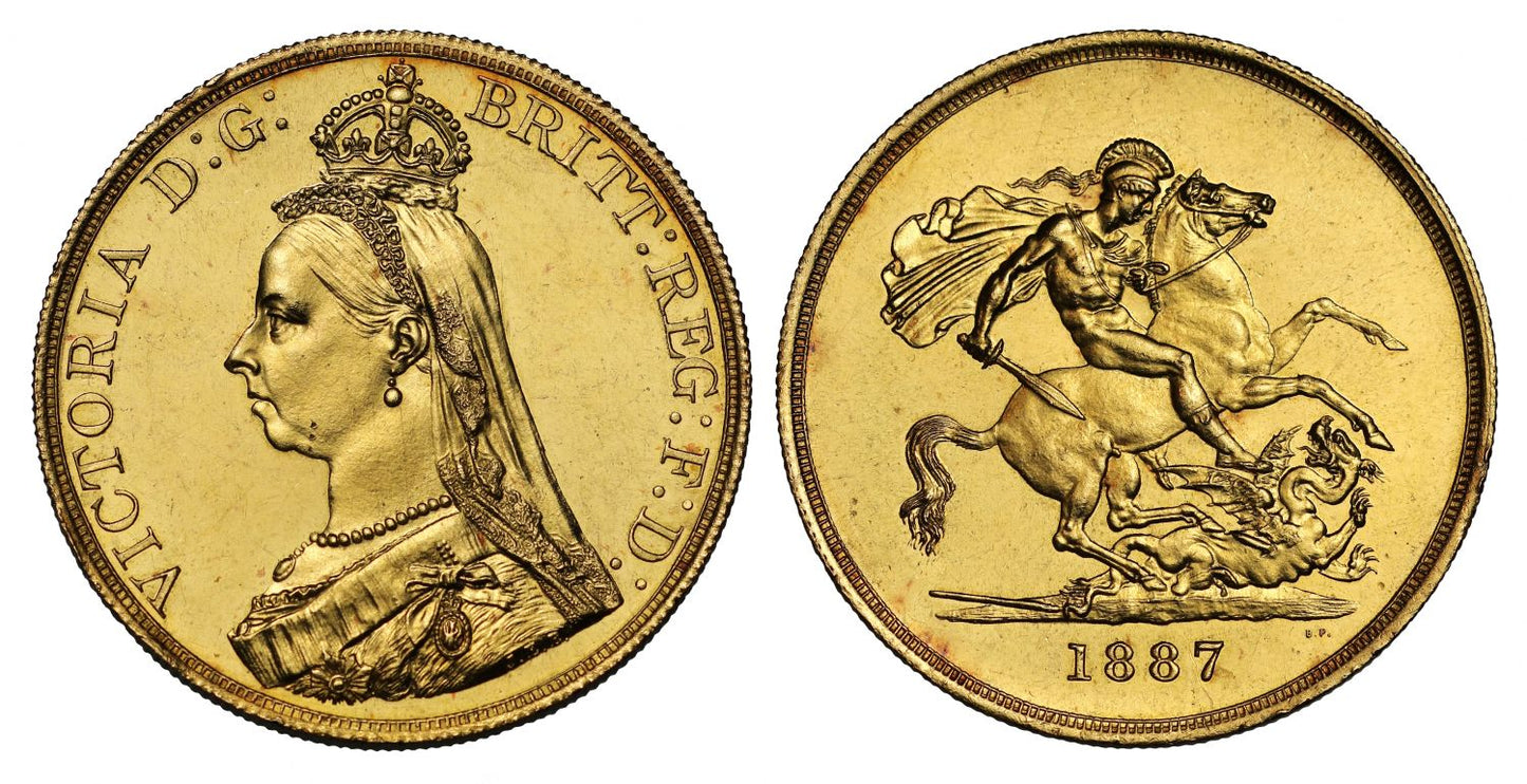 Victoria 1887 Five-Pounds, Golden Jubilee issue MS63+