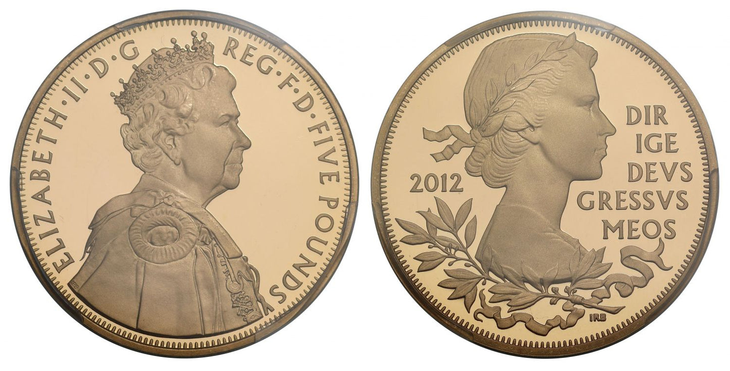 Elizabeth II 2012 gold PR69 DCAM Diamond Jubilee Crown, one year portrait