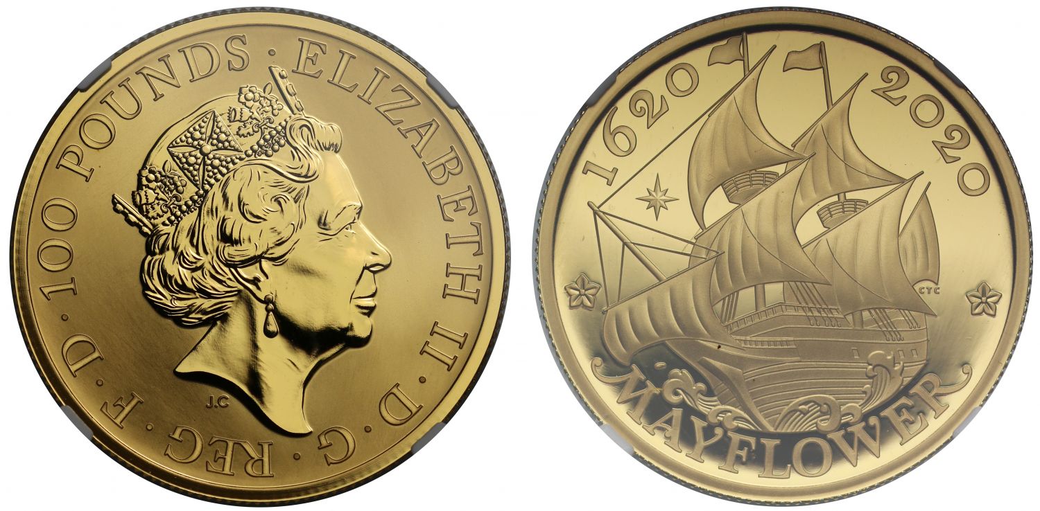 Elizabeth II 2020 PF70 UCAM gold 1oz Mayflower