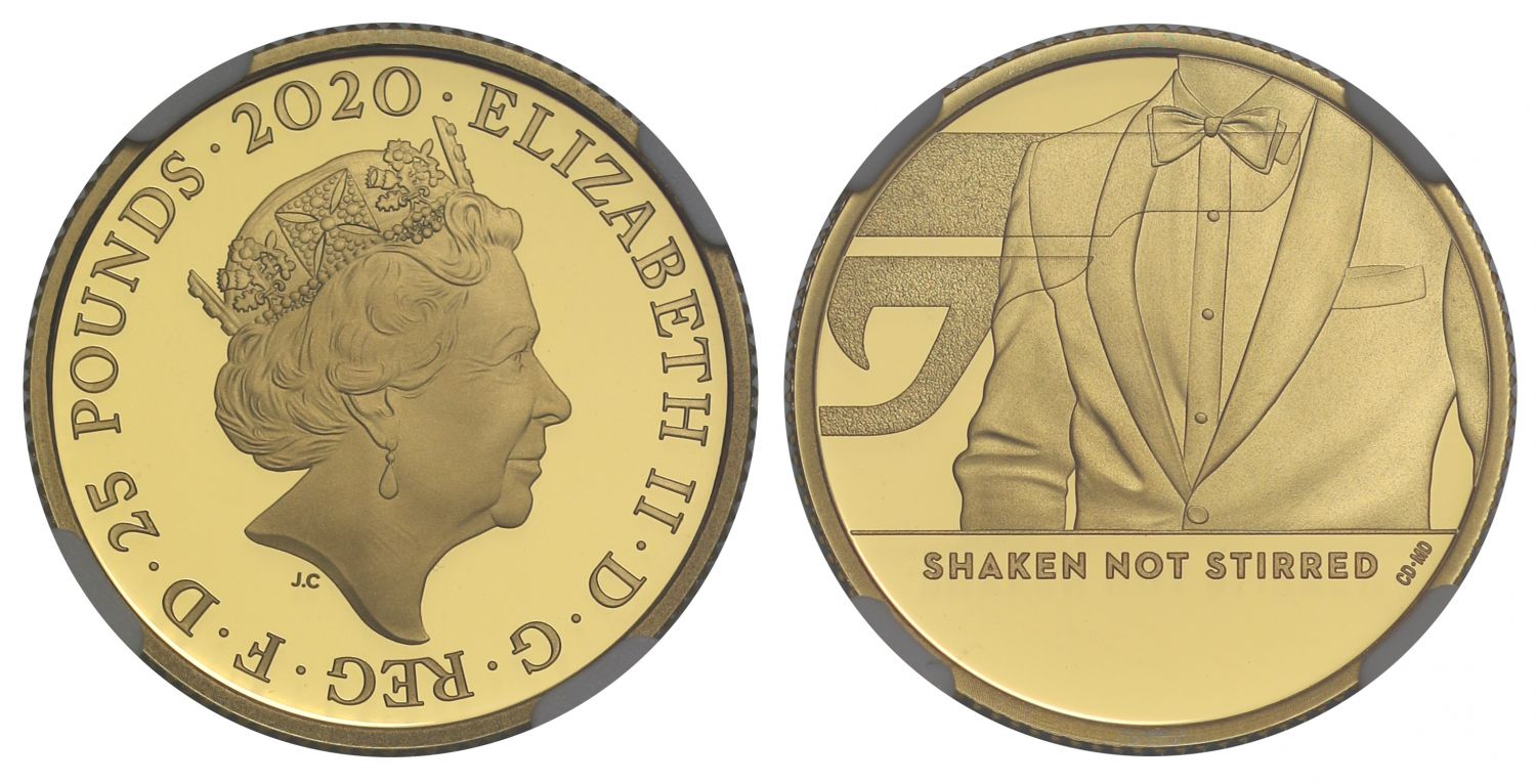 * Elizabeth II 2020 PF70 UCAM gold 1/4oz Bond #3 First Releases