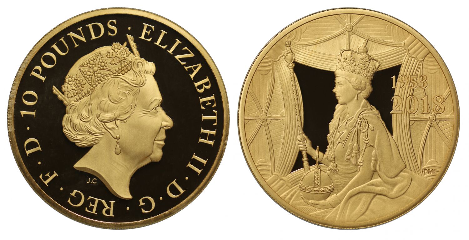 Elizabeth II 2018 PF70 UCAM gold Five Ounce – Sapphire Coronation Anniversary