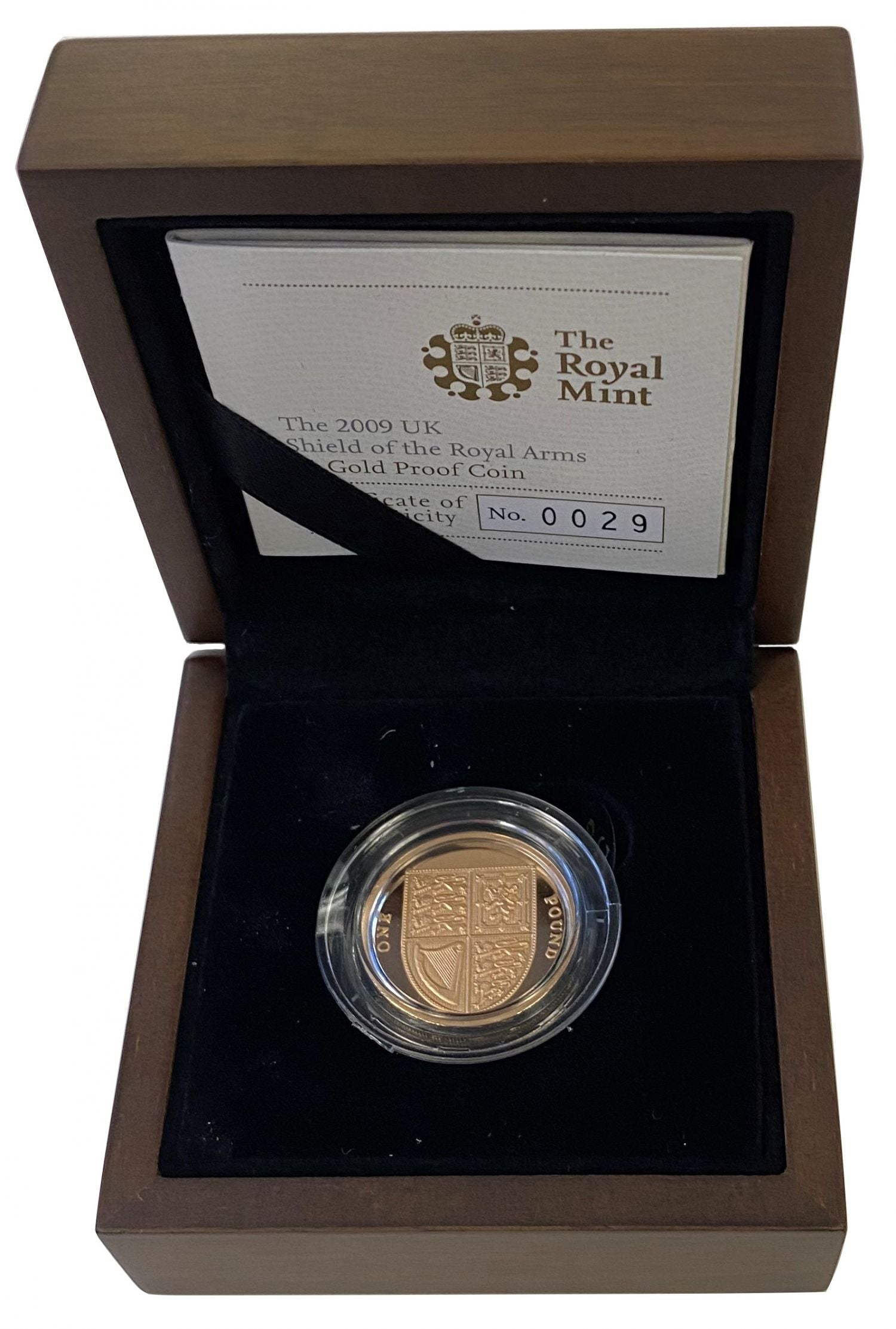 Elizabeth II 2009 gold proof £1 - Royal Shield of Arms