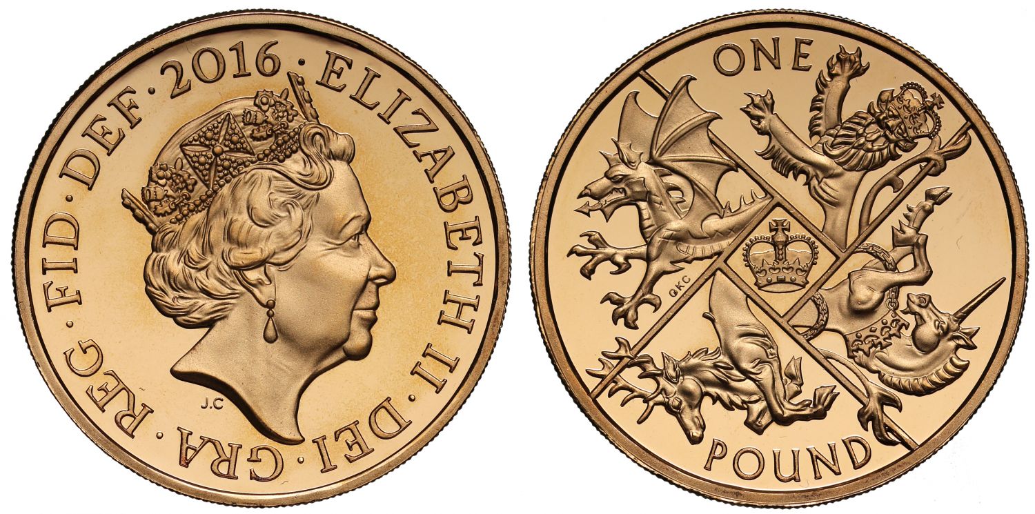 Elizabeth II 2016 gold proof £1 - Last Round Pound