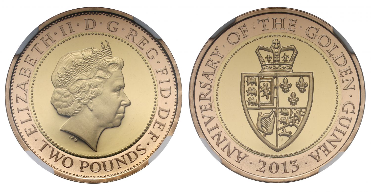 Elizabeth II 2013 PF70 UCAM Two-Pounds - Guinea 350th Anniversary