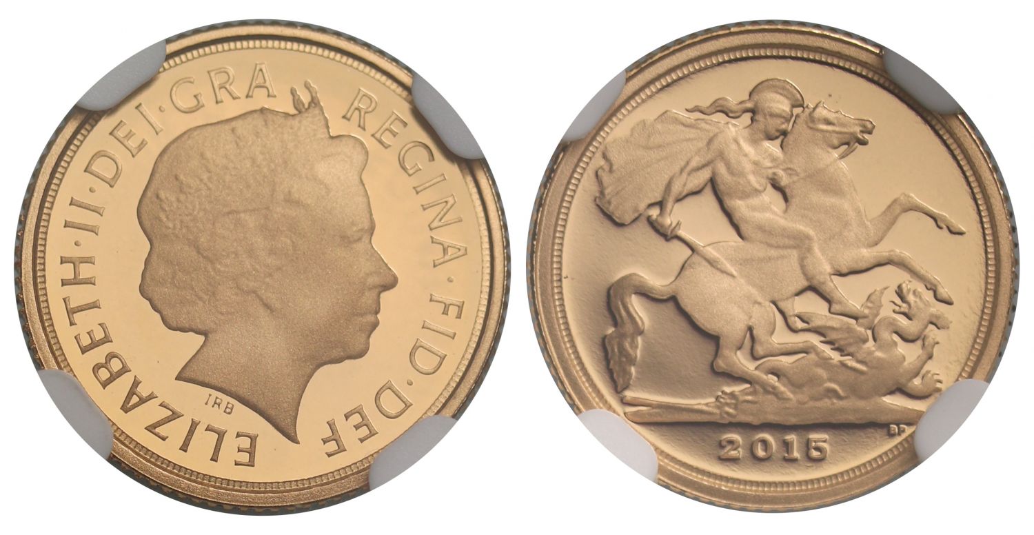 Elizabeth II 2015 proof Quarter-Sovereign IRB PF70 ULTRA CAMEO