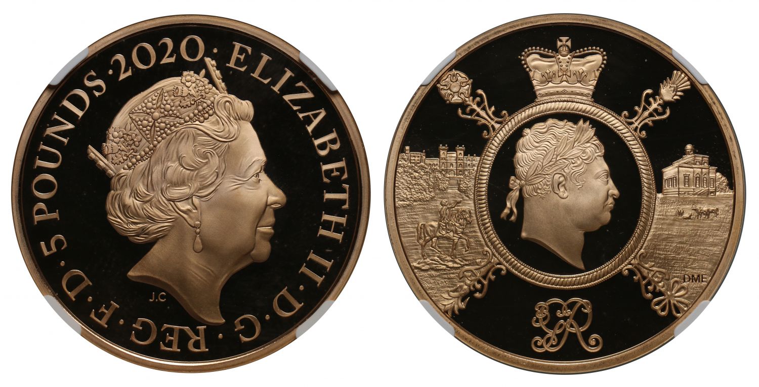 Elizabeth II 2020 PF69 UCAM Five-Pounds - Celebration of George III