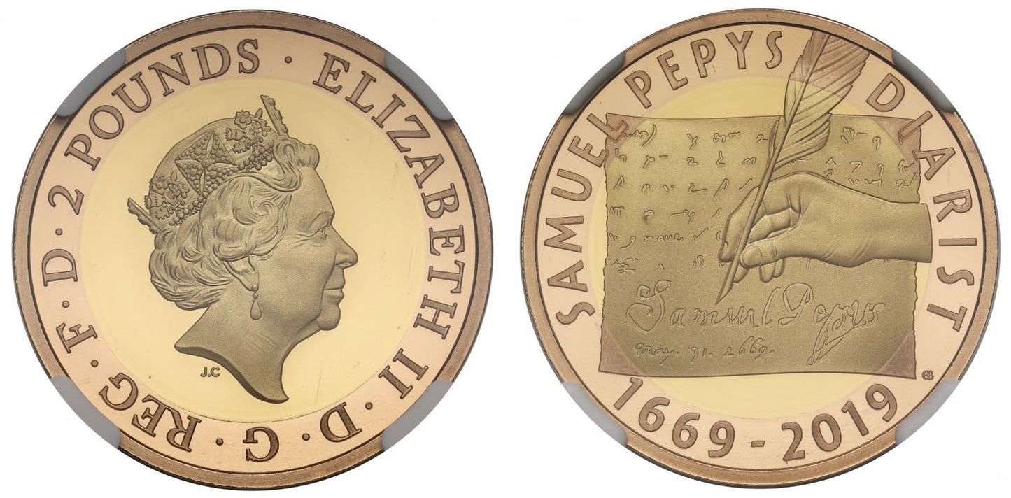 Elizabeth II 2019 PF70 UCAM Two-Pounds Pepys