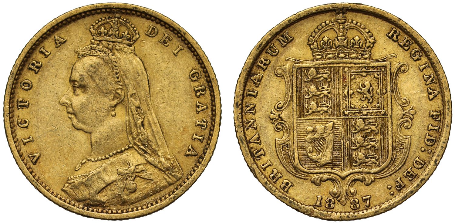 Victoria 1887 Half-Sovereign London Mint hooked J DISH L503 R5
