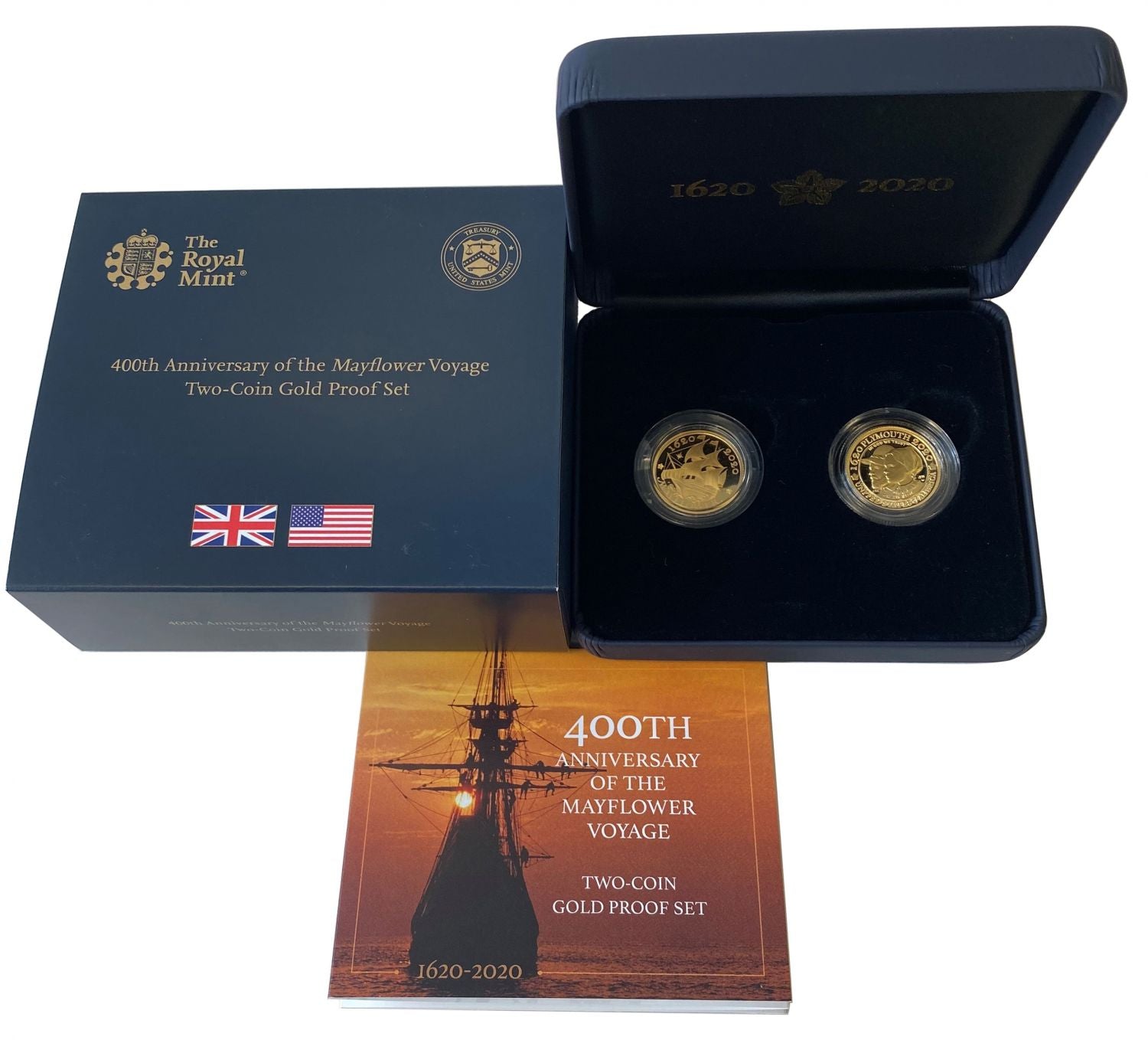 Mayflower US Mint and Royal Mint 2020 Two-Coin 1/4 Oz gold Proof Set - 400th Anniversary of the Mayflower Voyage