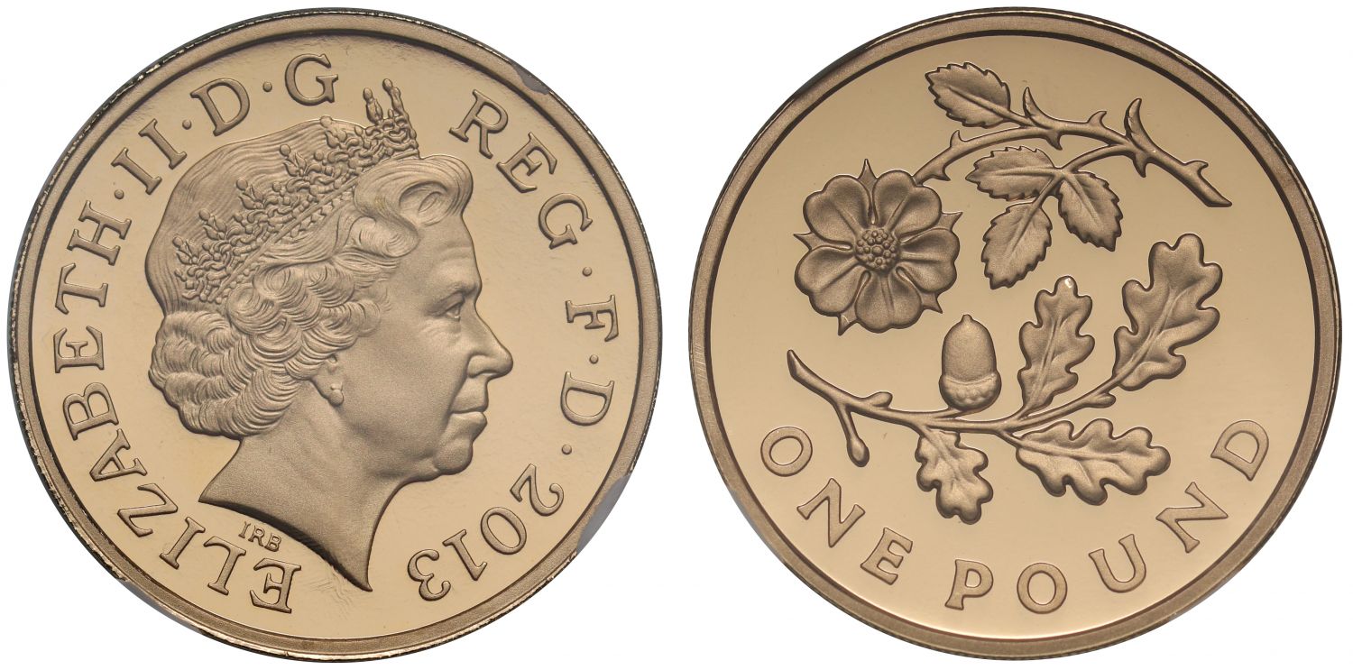 Elizabeth II 2013 PF69 UCAM gold £1 - England Oak