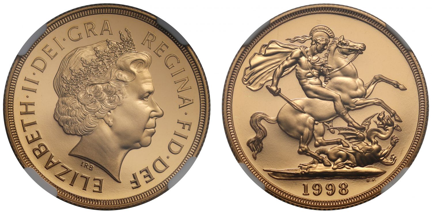 Elizabeth II 1998 proof Two-Pounds PF69 UCAM, IRB first year