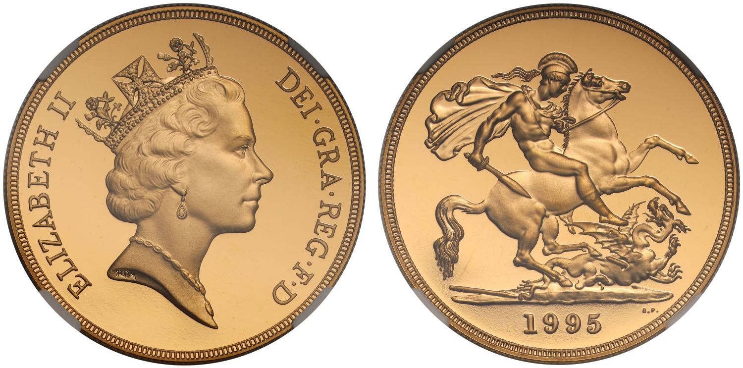 Elizabeth II 1995 proof Five-Pounds PF70 ULTRA CAMEO