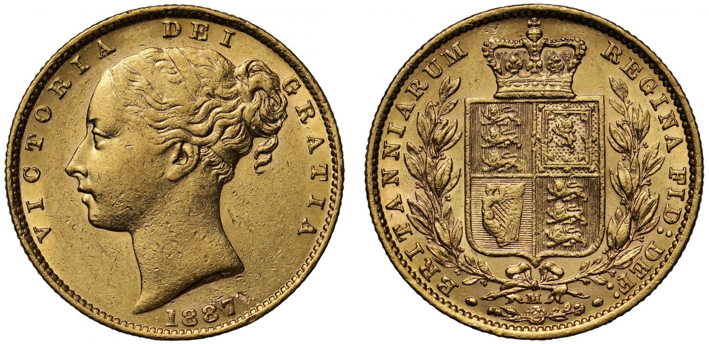 Victoria 1887 Melbourne shield reverse Sovereign, young head