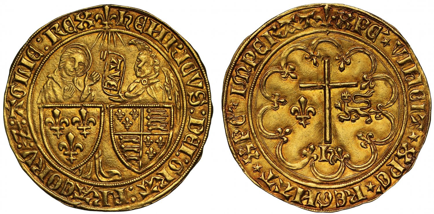 Henry VI Salut d'Or, St Lô, mint mark fleur de lis