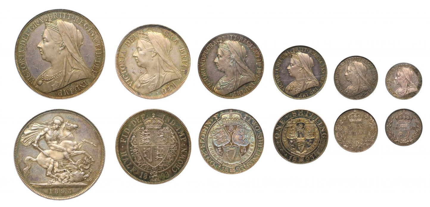 Victoria 1893 6-coin silver proof Set PR62-PR65