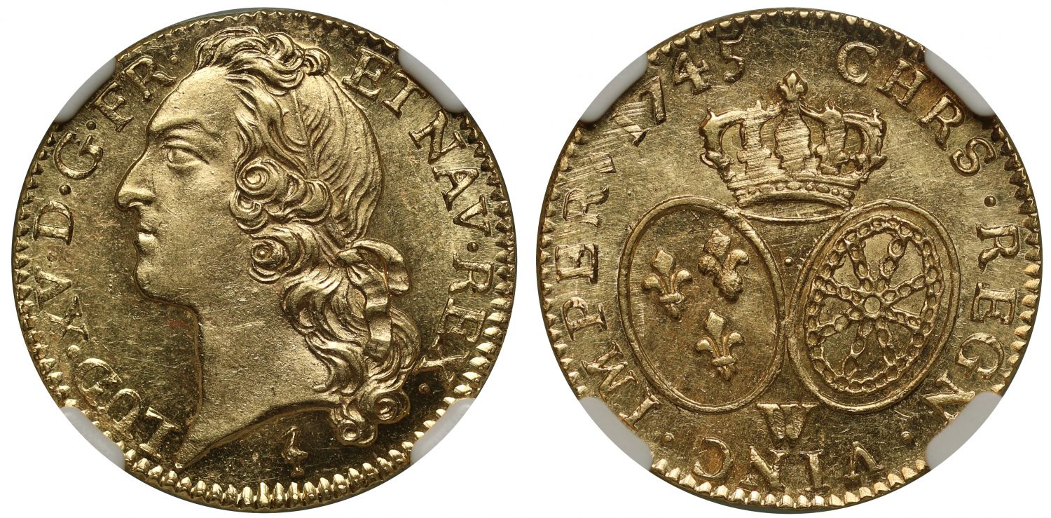 France, Louis XV 1745-W Louis d'Or au bandeau MS63